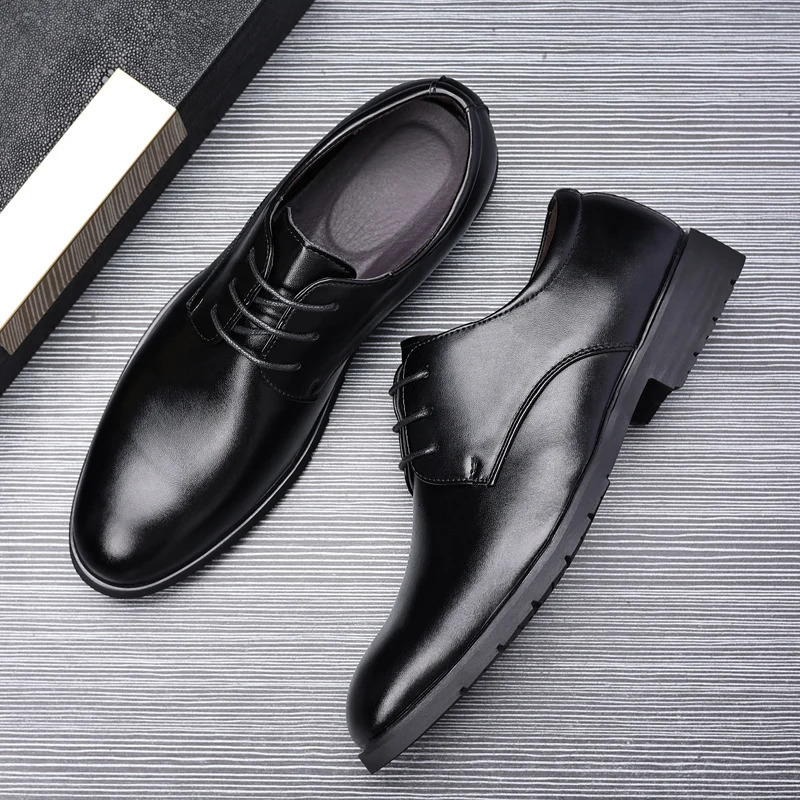 High Quality Formal Leather Men Dress Shoes Breathable Mens Casual Shoes Italian LaceUp Nonslip Men Driving Shoes 251010