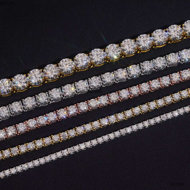 Large Stock Fine Jewelry Men Women Bracelet Hip Hop Iced Out Sier Moissanite Tennis Chain Ready to Ship