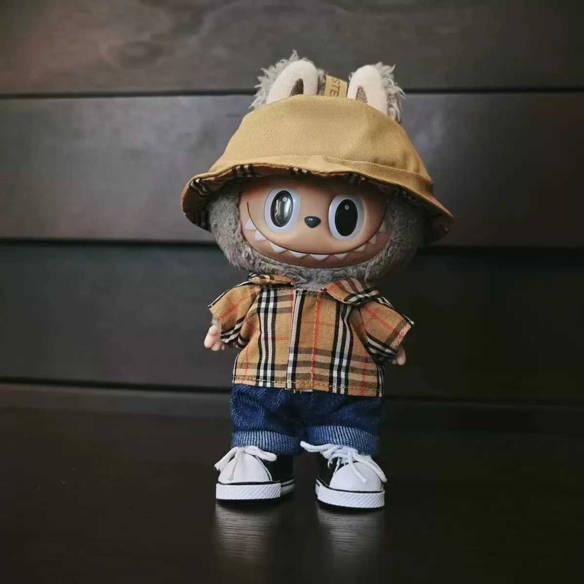 For 1517cm Labubu Doll Fashion Brown Checkered Clothes Skirt Hat Pants Set Labubu Clothing Dolls 30 Design Diy Toy AccessoriesT251018