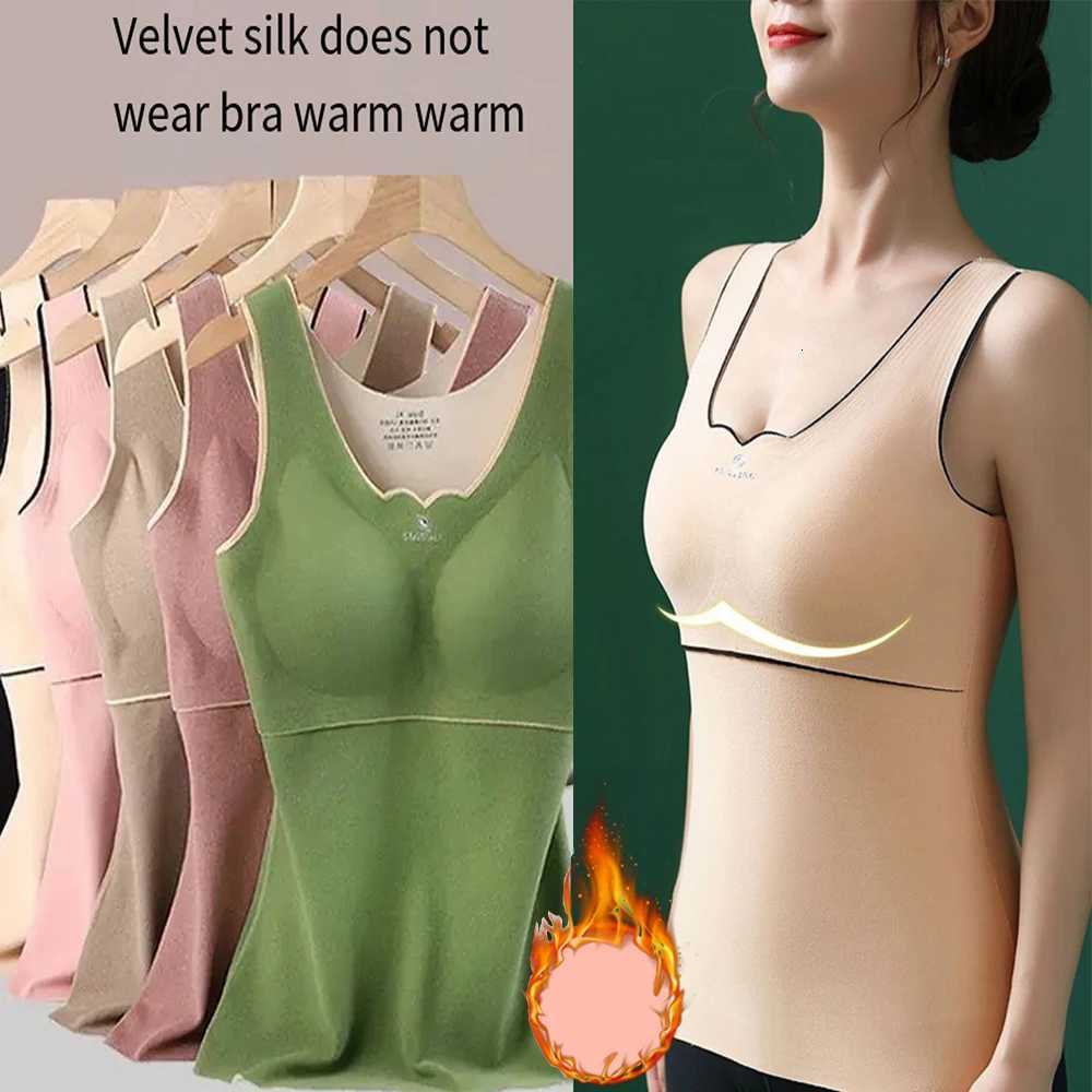 Womens Thermal Underwear Camisole Ladies Undershirt With Bra Padded Slim Warm Sling Vest Comfortable Autumn Winter Warmer Tops T251018
