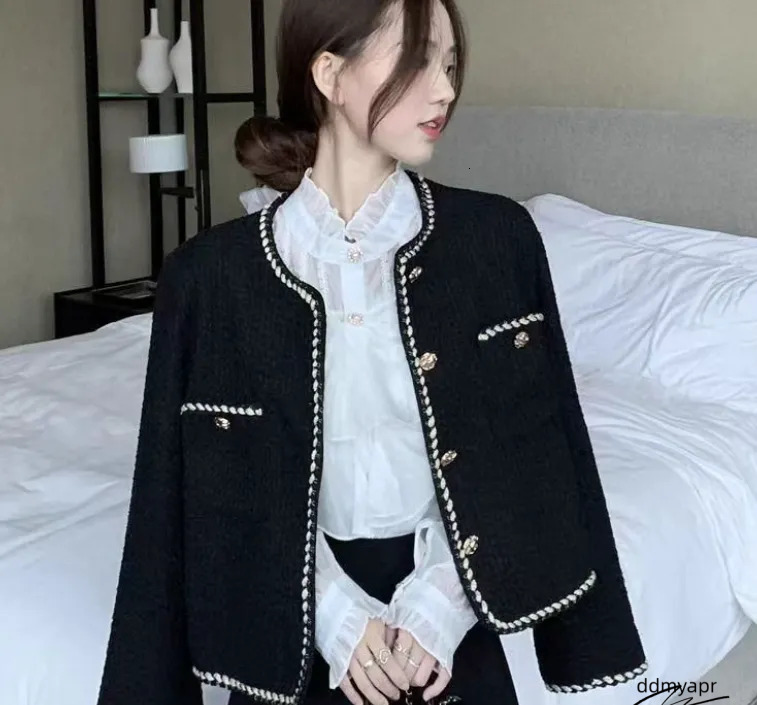 Elegant ddmyApr Tweed Cropped Jacket - Women's Vintage Quilted Coat For Commute & Winter Outwear