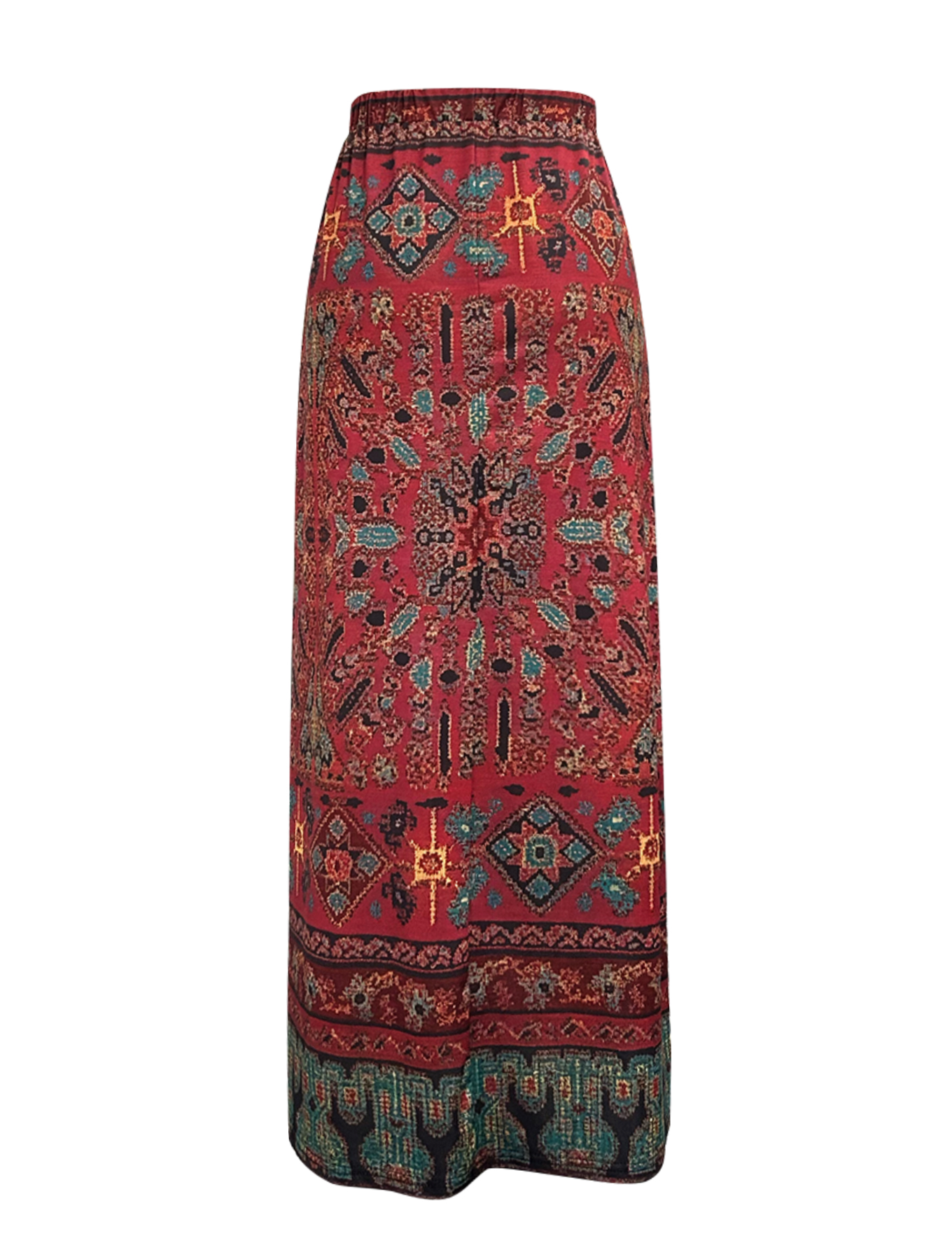 Ethnic Inspired Womens Plus Size Mid-Length Skirt Spring/Summer Collection in Warm Brick Red-CF41633