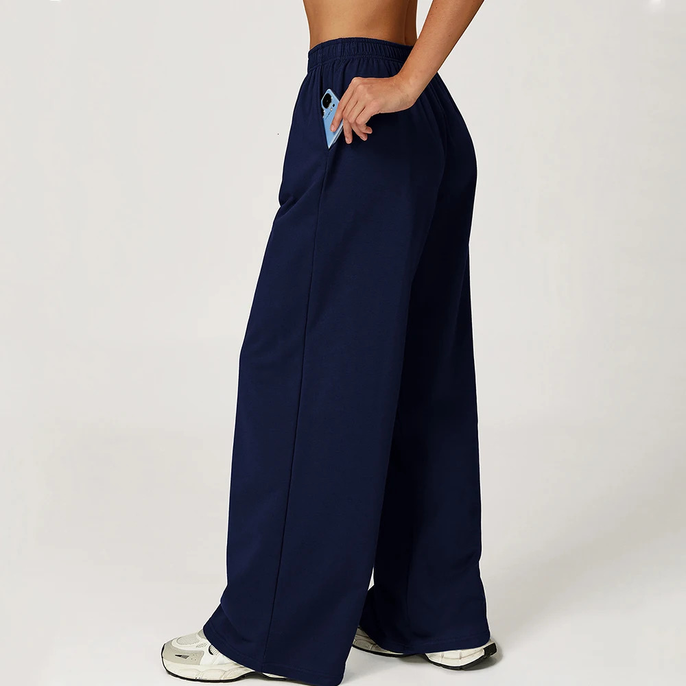 Winter Wide Leg Pants Women Solid Loose Sweatpants Casual Pocket High Waist Trousers Outdoor Sports Straight leg 251017
