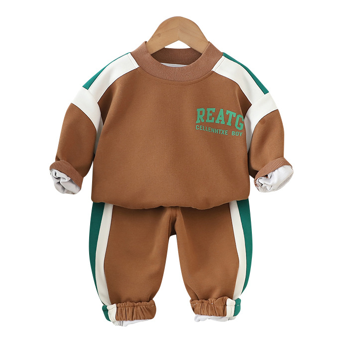 Baby Spring Set Letter Contrast Hoodie Fashionable Children's Clothing Spring and Autumn Children's Clothing 2025 New Style for Boys