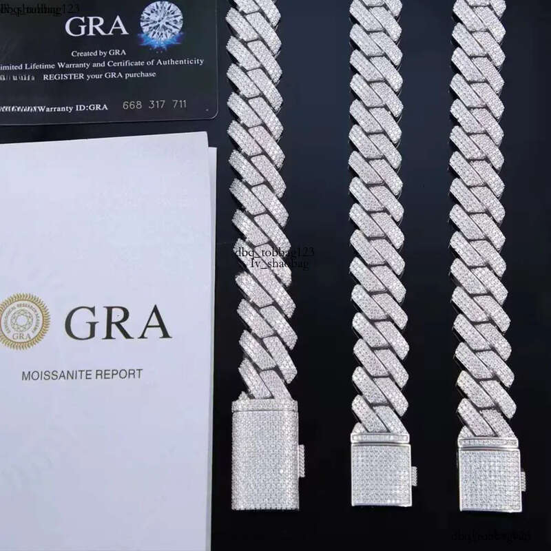 designer moissanite ice out dia 14mm wide GRA gold sterg sier cuban k chain for men fashion necklace with box