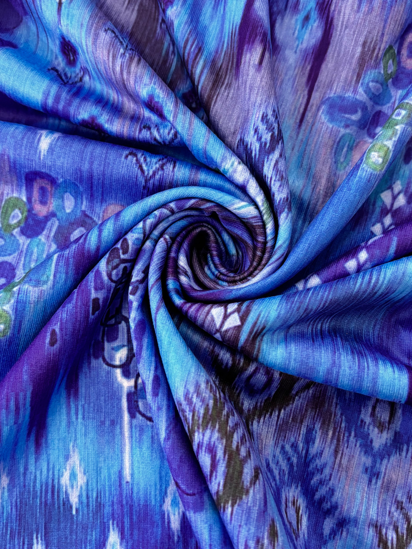 Women's Plus Size Retro All-Over Printed Long Sleeve Top - Casual Versatile Blue T-Shirt-YL25248