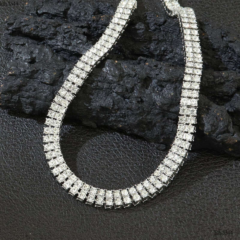 Trendy 5mm Double Rows D VVS Iced Out Moissanite Dia Sterling Sier Tennis Chain Necklace Bracelets Jewelry Men Woman