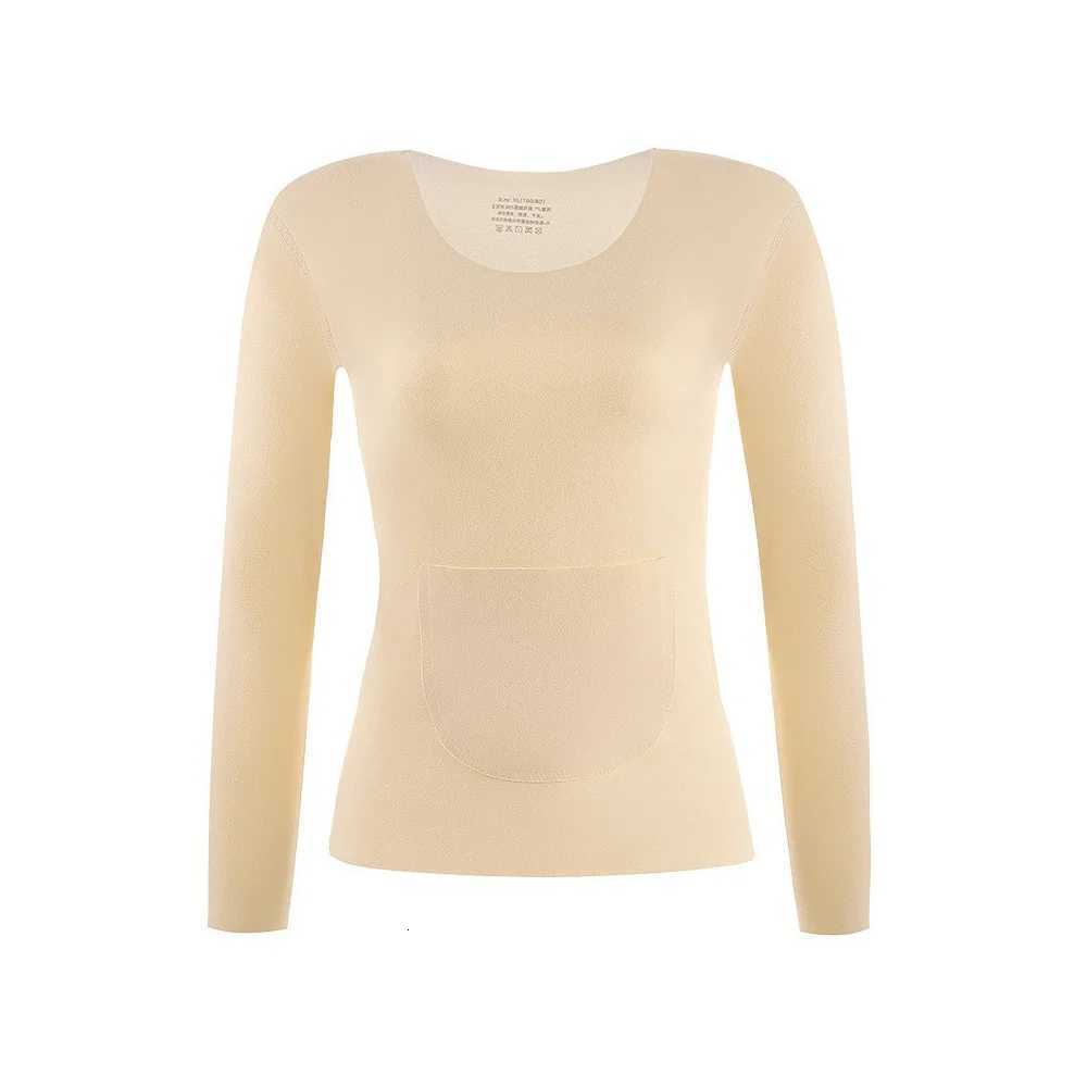 Thickened Long Sleeve Thermal Top Womens Base Layer Inner Wear Velvet Heating Warm Baby With Pocket Thermal Underwear T251018