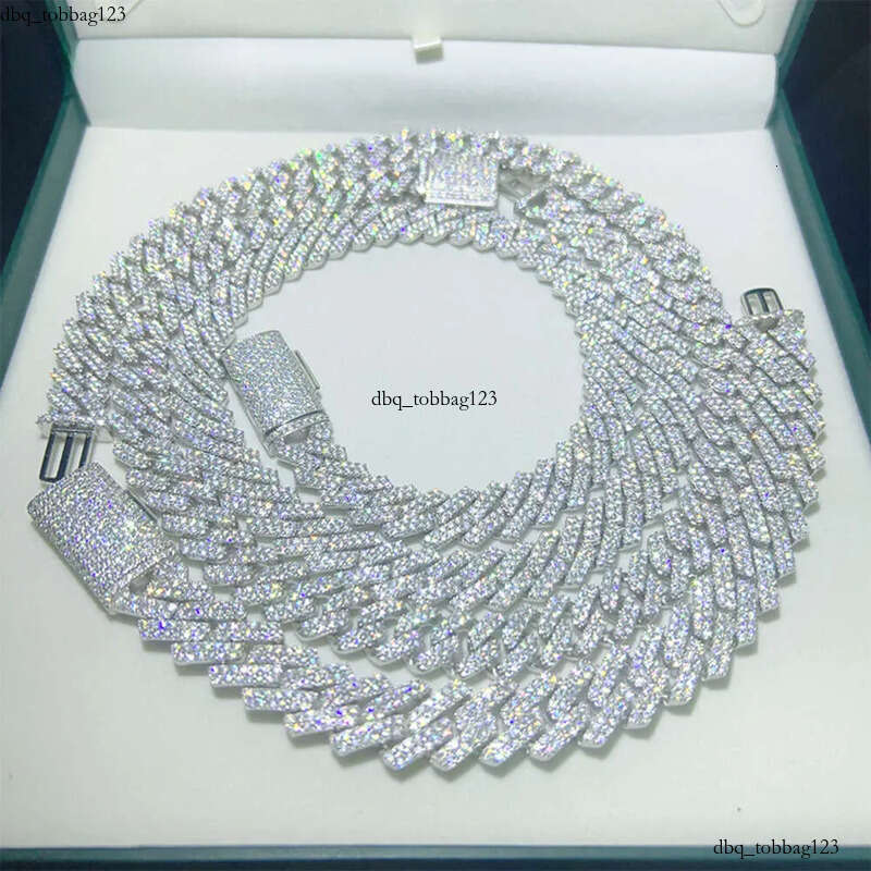 necklace 8mm 10mm 12mm dropshipping gold plated sier hip hop iced out moissanite cuban link chain jewelry