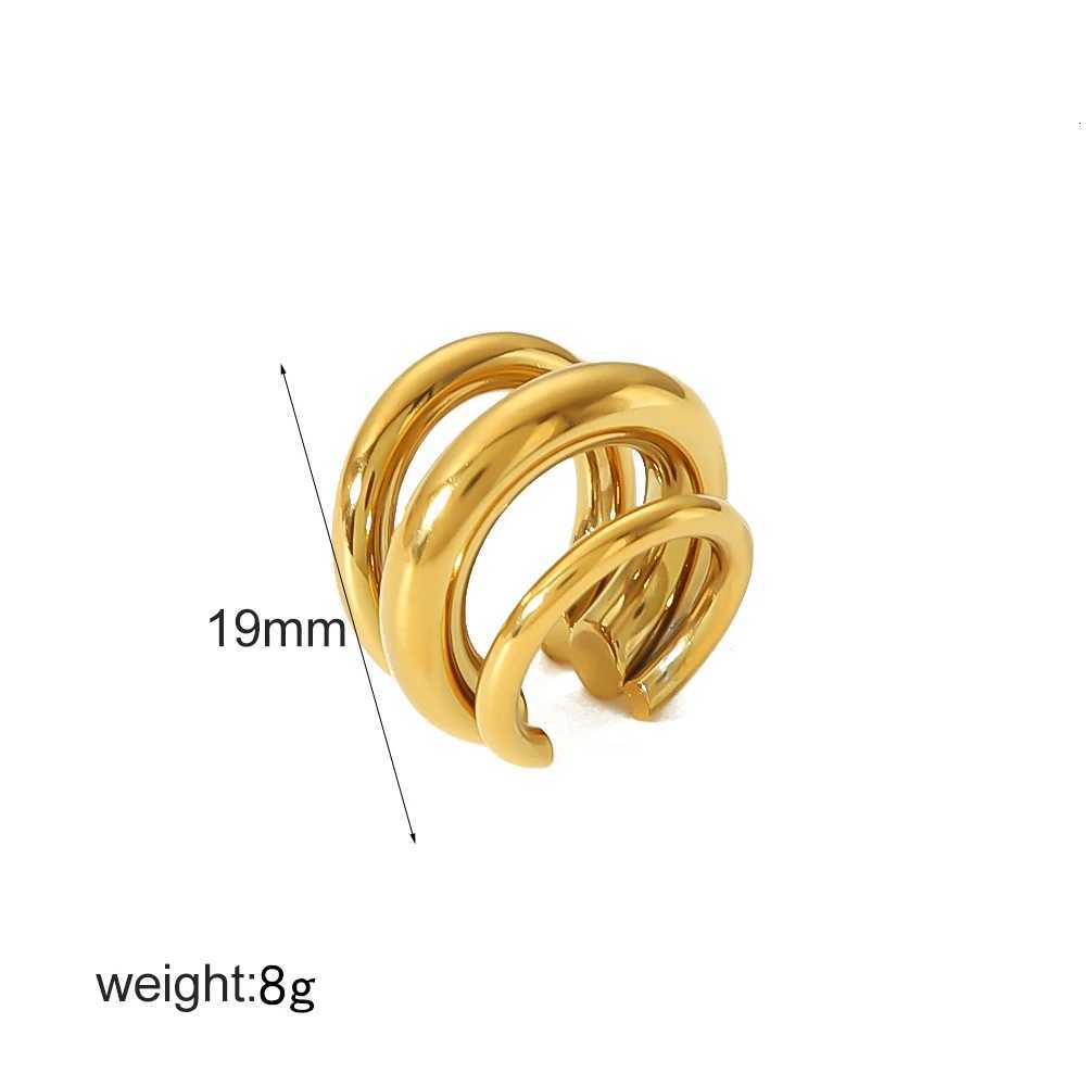Hot Selling 18K Gold Color Stainless Steel Multilayer Ear Clip Waterproof Metal Unique Fashion Trendy Women Gift Y251018