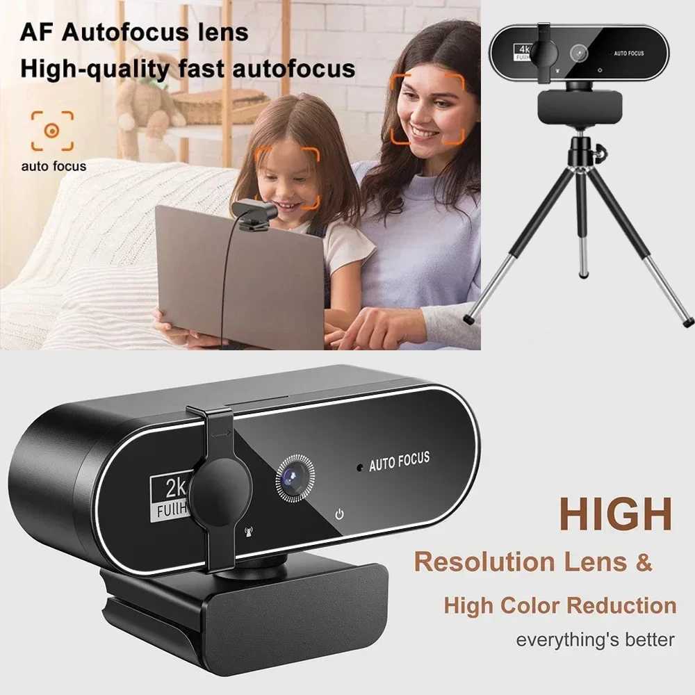 4K 2K 1080P Autofocus Webcam Full HD Camera Web Cam for Laptop PC Windows IOS With Microphone Video Calling Gamer Live Show X251018