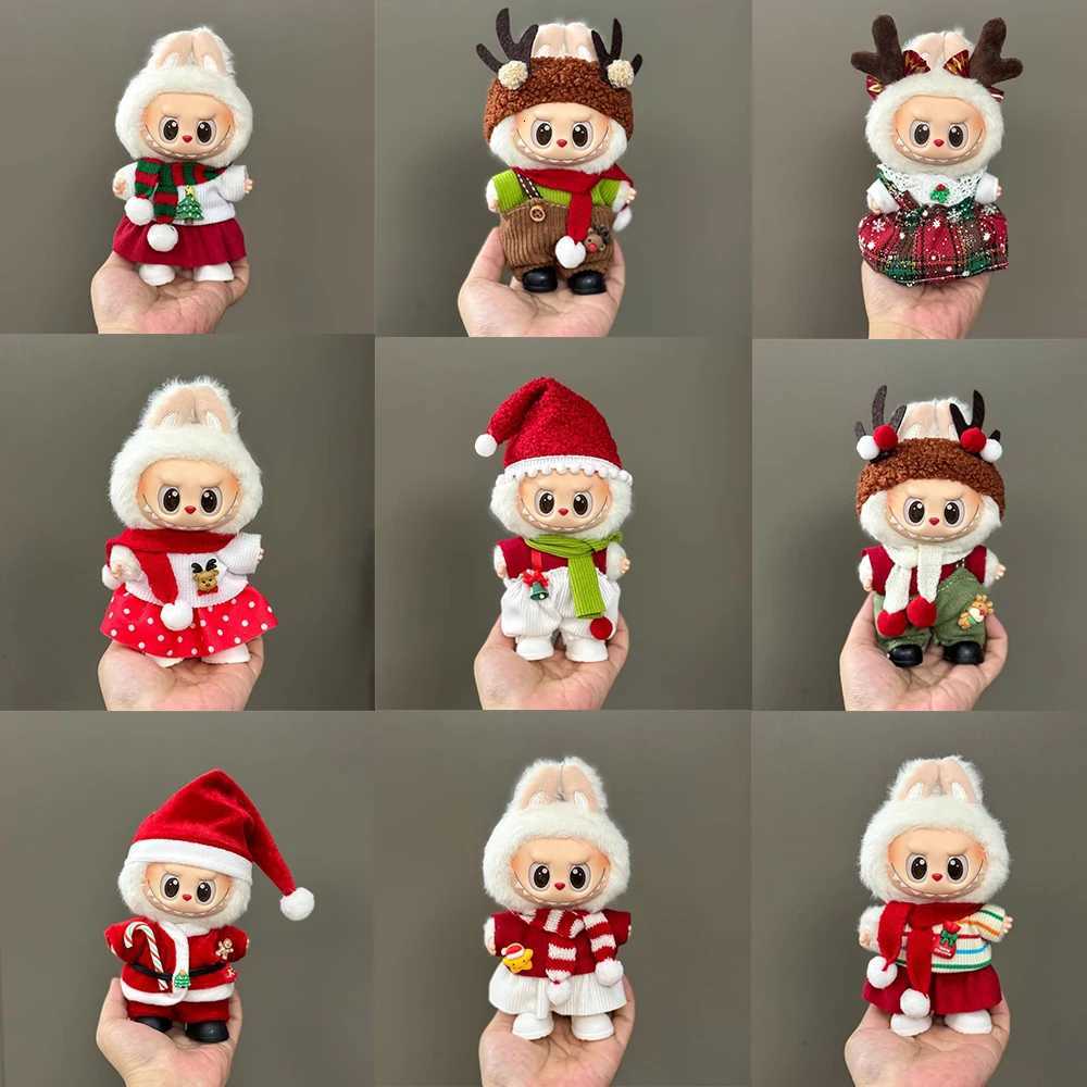 Doll Clothes For 1517CM Labubu Clothing Merry Christmas Hat Scarf Elk Snowman Set Mini Plush Doll Accessory New Year Dress GiftT251018