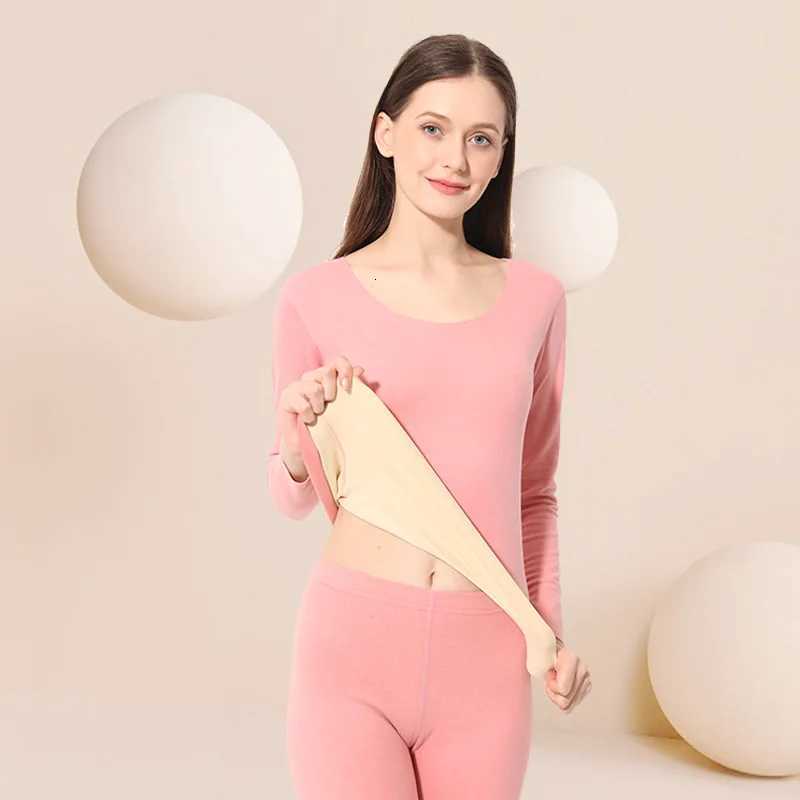 Womens Seamless Doublesided Thermal Underwear Autumn Winter Womens Inner Wear Tops Pants Twopiece Set Thermal Women Clothes T251018