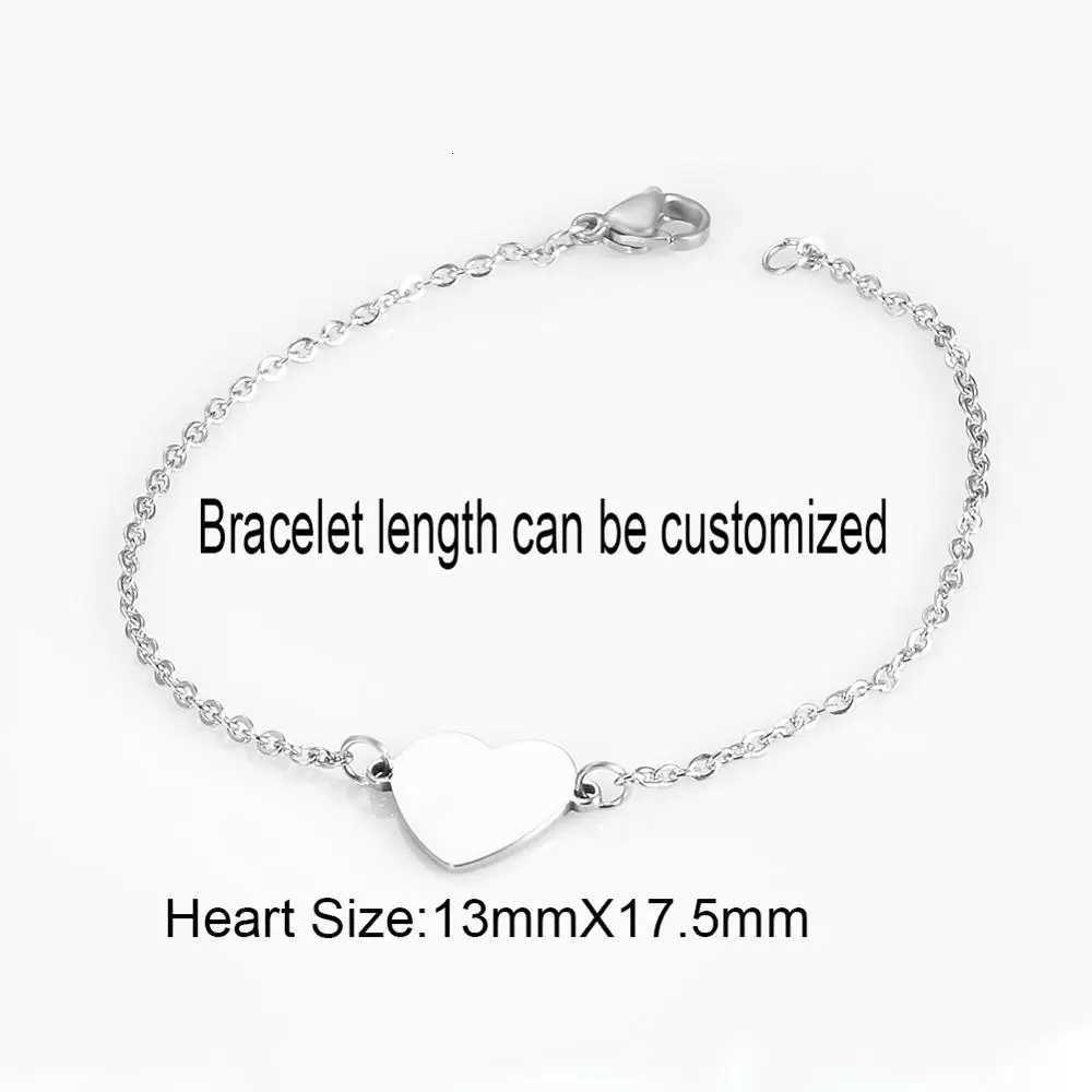 Dropshipping Custom Engraved Simple Heart Bracelets Gift For Women Romantic Jewelry Accessories Stainless Steel Chain BraceletL251018 Z260313