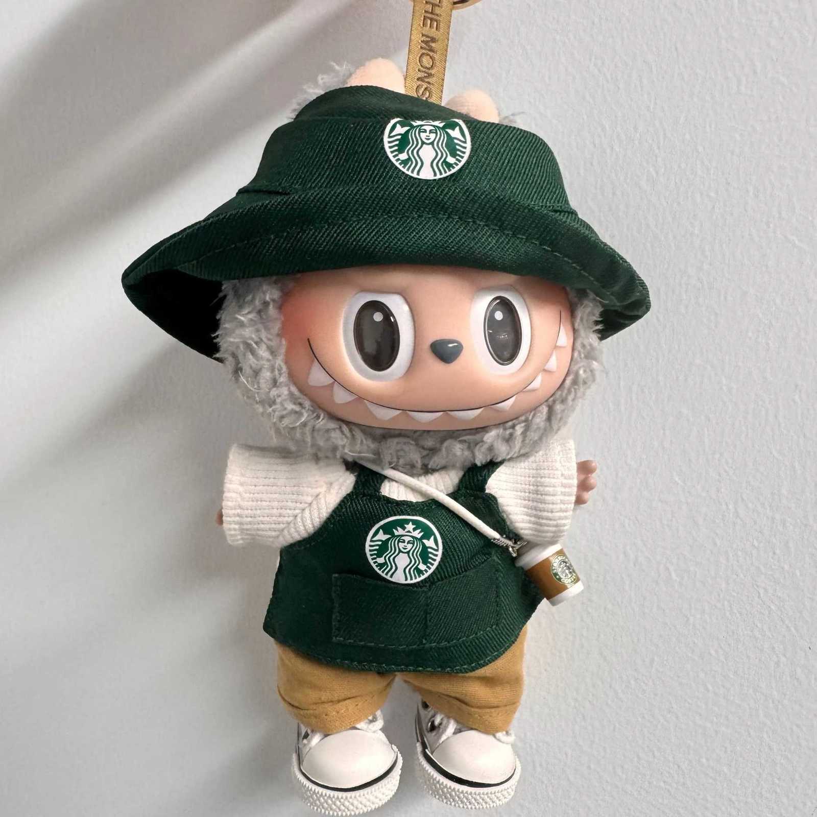 For Labubu Clothes Vinyl Blind Box Doll Clothes 15cm17cm BJD Working Coffee Suit Replacement Accessory for Cute DollsT251018