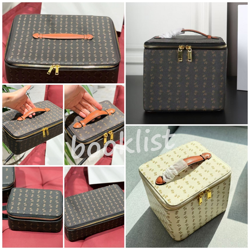 Makeup Designer Bag Luxury Womens Square Cosmetic Bags Fashion Leather Hand-held Makeup Bag Travel Handbag Ladies 32214