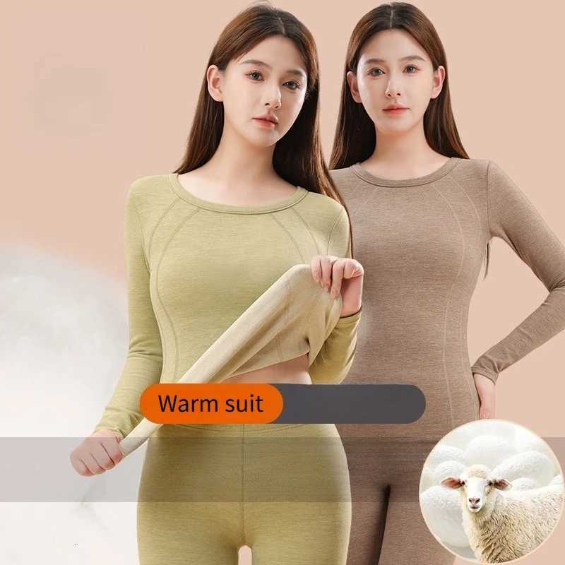 Autumn and Winter Womens Round Neck Thermal Suit Constanttemperature Selfheating Inner Wear Base Layer Long Sleeve Trousers T251018