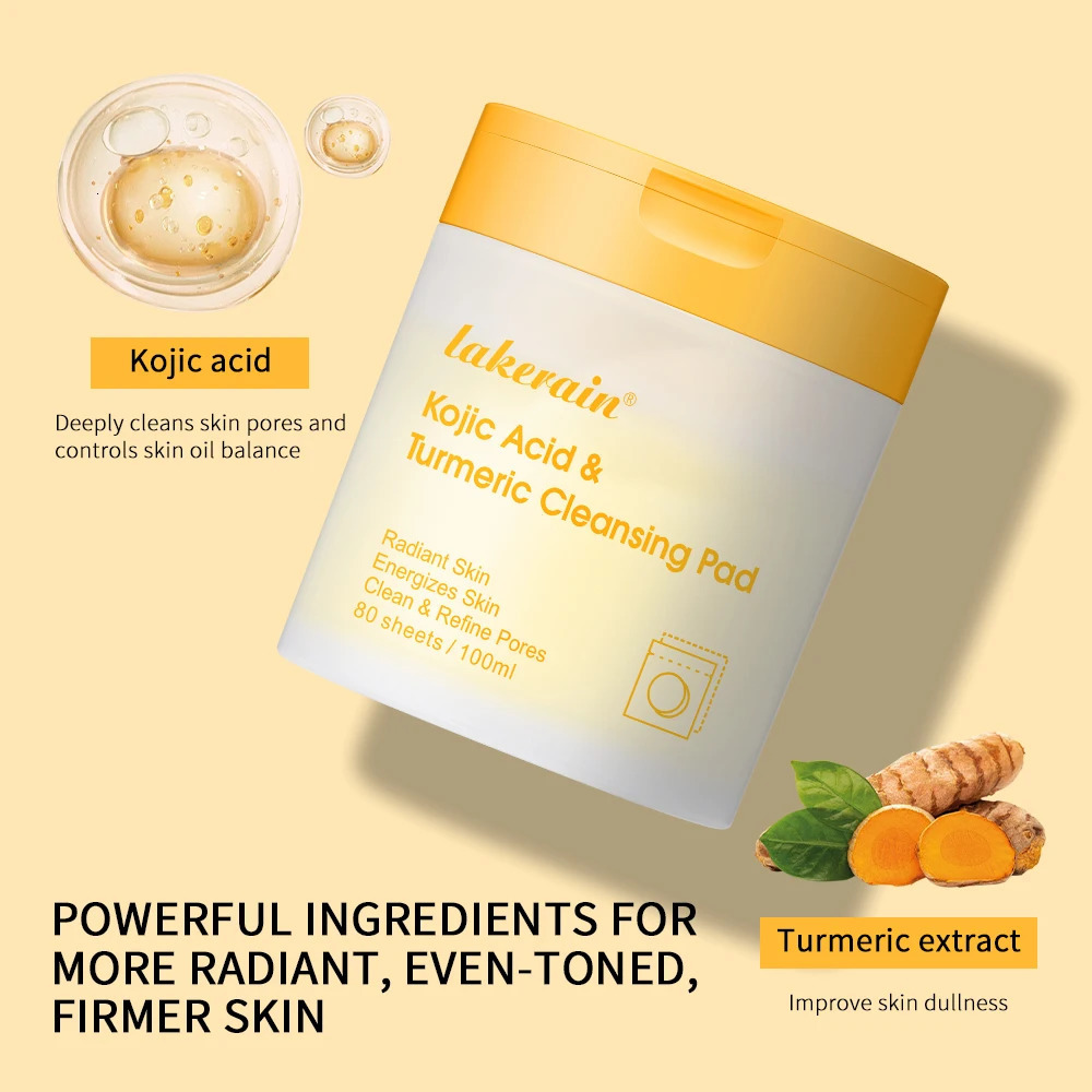 80pcs Turmeric Kojic Acid Cleansing Pads Balance Skin Oil Exfoliating Remove Excess Keratin Facial Sponges For Cleansing 251010