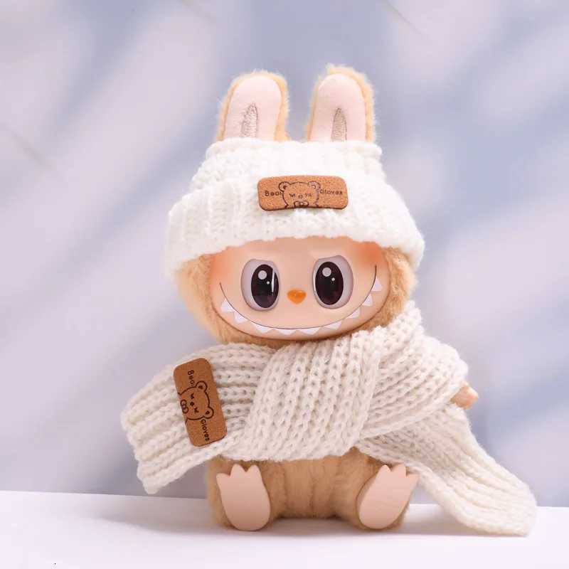 LABUBU 17cm Knitted hats and scarves made of yarn Outfit Accessories For Korea Kpop Exo Labubu Idol V1 V2 cartoon bear hat buttoT251018