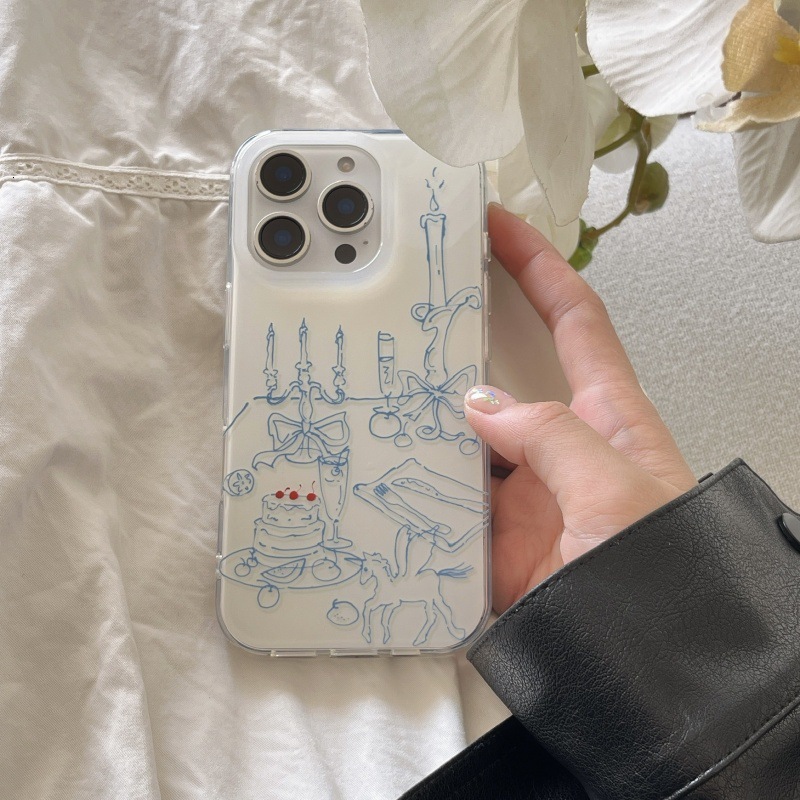 Ins Niche Creative Line Candlelight Dinner Suitable for iphone 17 Max Phone Case 16 Pro Simple 15 Women 14