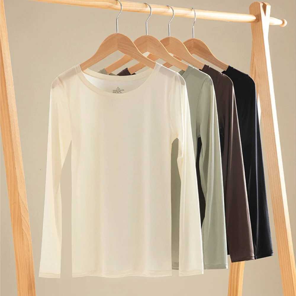 1set Womens Long Sleeve Thermal Underwear Set with Chest Pad Hyaluronic Acid Skin Beauty Clothes Slim Fit Base Warmth Ensemble T251018