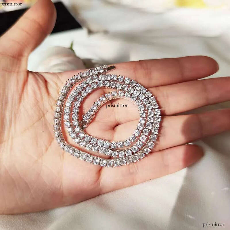 Fine Jewelry Men Women Sterling Sier Moissanite Dia Cluster Iced Out Tennis Chain Necklace