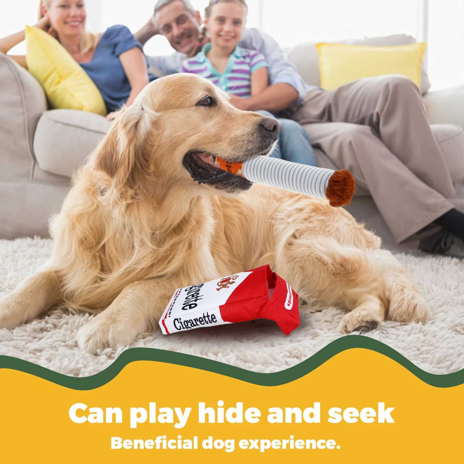 3pcs Dog Cigarette Butt Plush Toy Creatives Products Cigarette Butt Design Dogs Chew Toys Funny Squeaky Pet Toys for Playing C251018