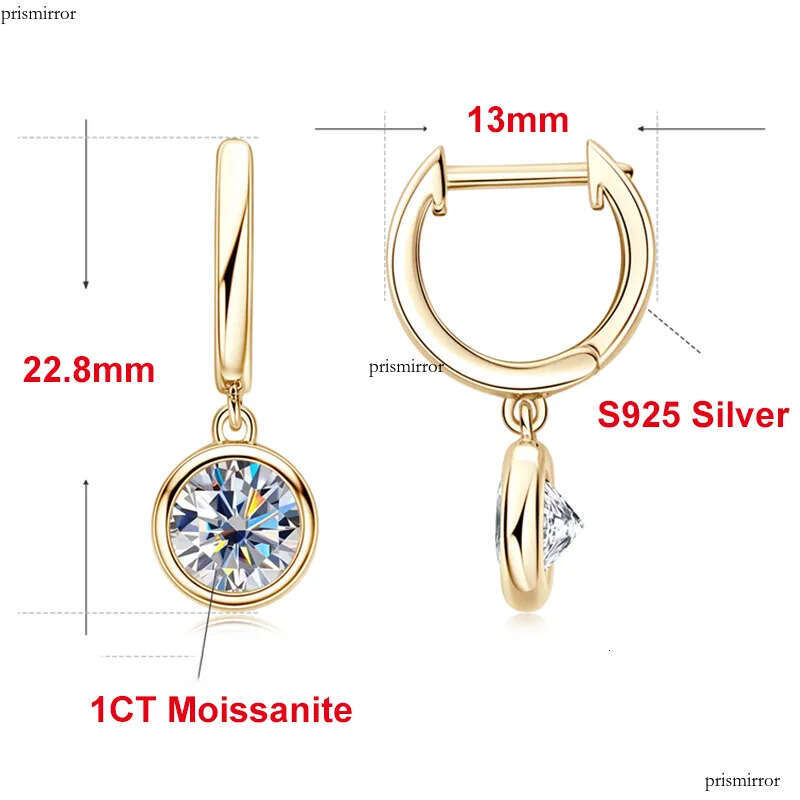 DJMAX 1CT for Women Top Original Sterling Sier Lady's Moissanite Dia Hoop Earrings New 2023