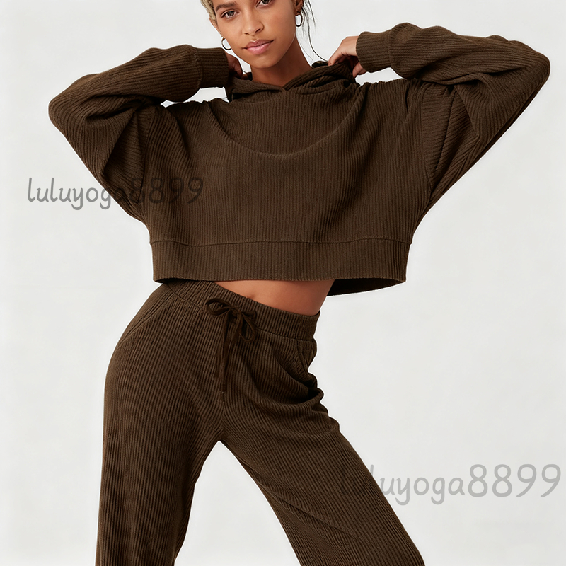 Women Sets Yoga Hoodies Designer hoodie Ladies Warm Sweatshirts Silver 3D logo on chest Loose Sweatwear Unisex Casual Top Fashion Outwear Jacket