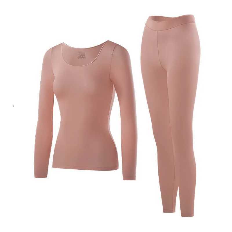 Highelastic Slimfitting Bottoming Shirts Simple Round Neck Warm Underwear Sets T251018