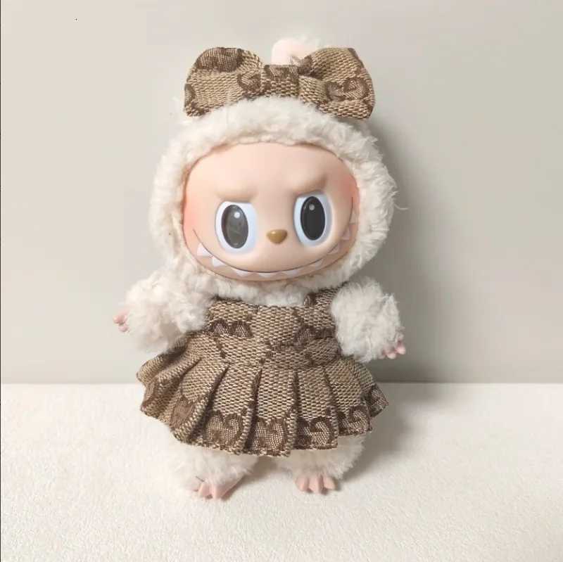 For 17cm Labubu Doll Clothing Luxury Overalls Pants Hat Set Bow Headband Dress V1 V2 V3 Labubu Outfit Set DIY Doll AccessoriesT251018