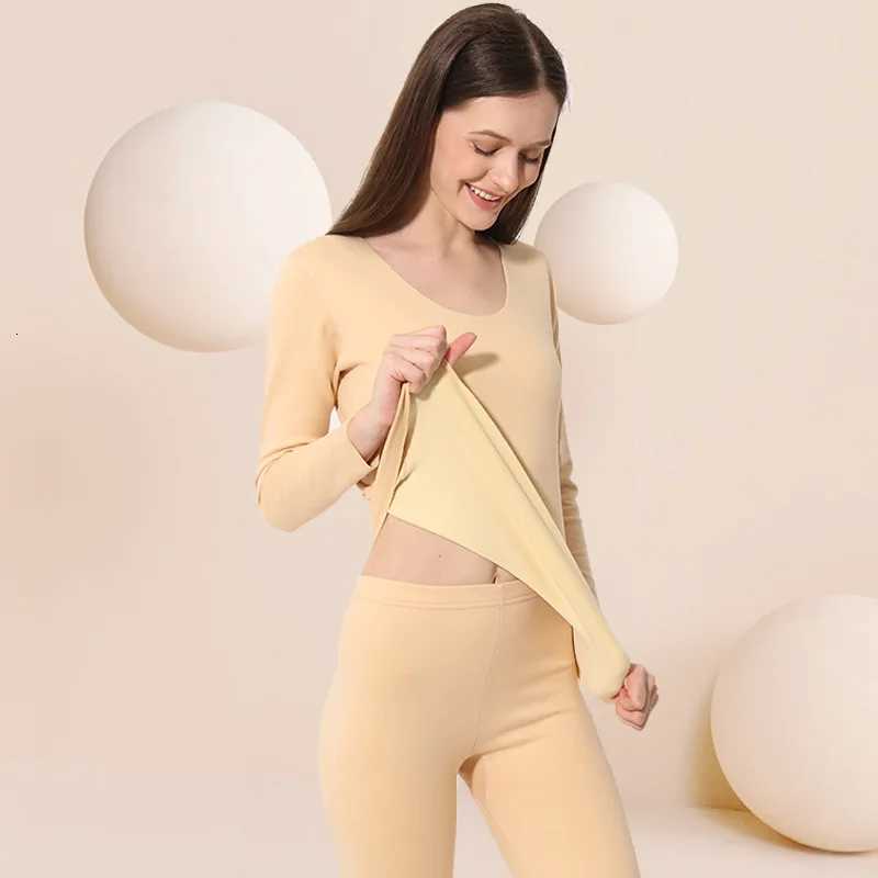 Womens Seamless Doublesided Thermal Underwear Autumn Winter Womens Inner Wear Tops Pants Twopiece Set Thermal Women Clothes T251018