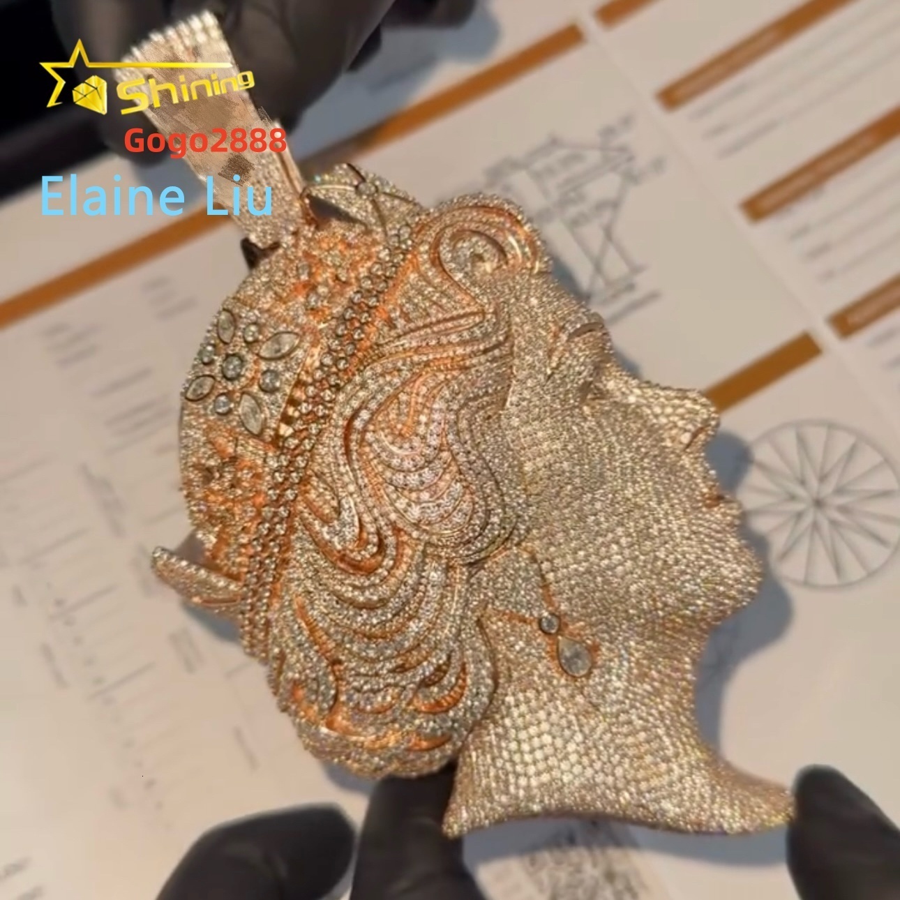 Moissanite Hip Hop Jewelry Custom Moissanite Pendant Fashion Sterling Silver 925 Iced Out Diamond VVS Moissanite Pendant