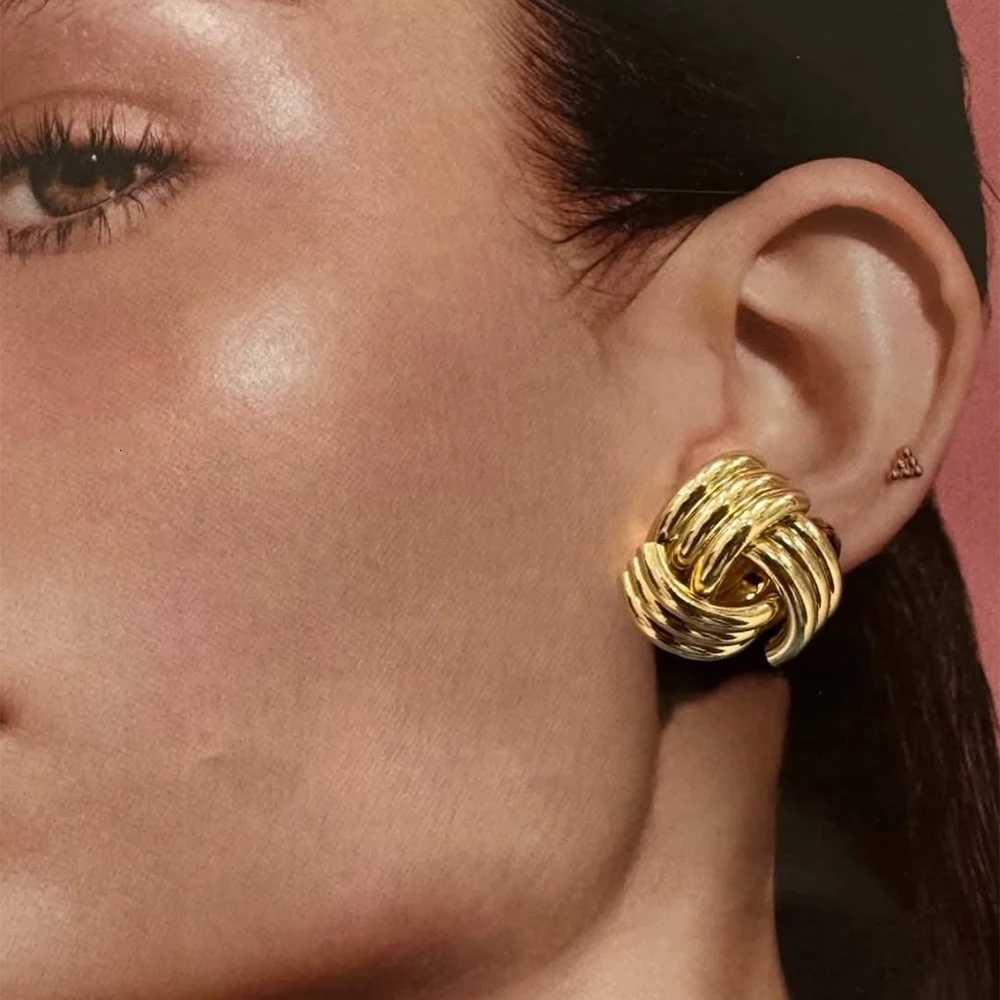 Geometric Stud Earrings for Women Retro Stainless Steel Multilayer Twisted Knot Earring Fashion Statement Jewelry New Y251018