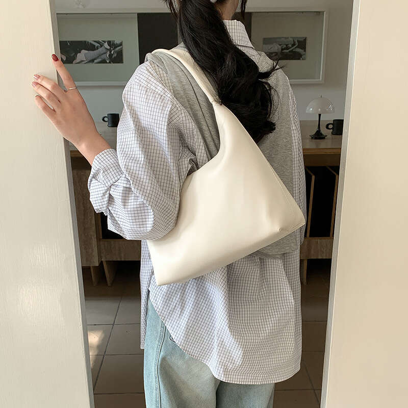 Korean Version Niche High-End Large Capacity Shoulder Casual Versatile Summer PU Soft Leather Underarm Bag For Women B5