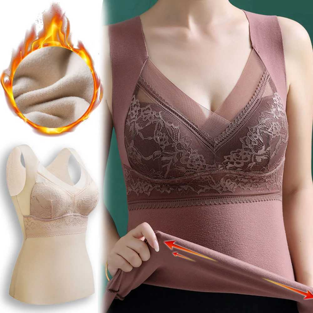 Women winter thermal underwear interior tshirts Lace sexy lingerie heaters woman Tops Dresses thermal regatta camisole with bra T251018