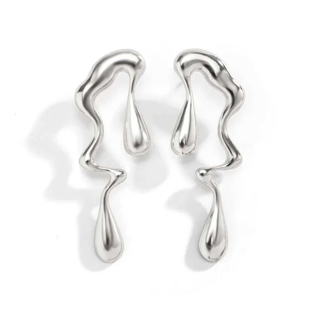 2pcs Irregular Vintage Stainless Steel Water Drops Ear Studs Y251018