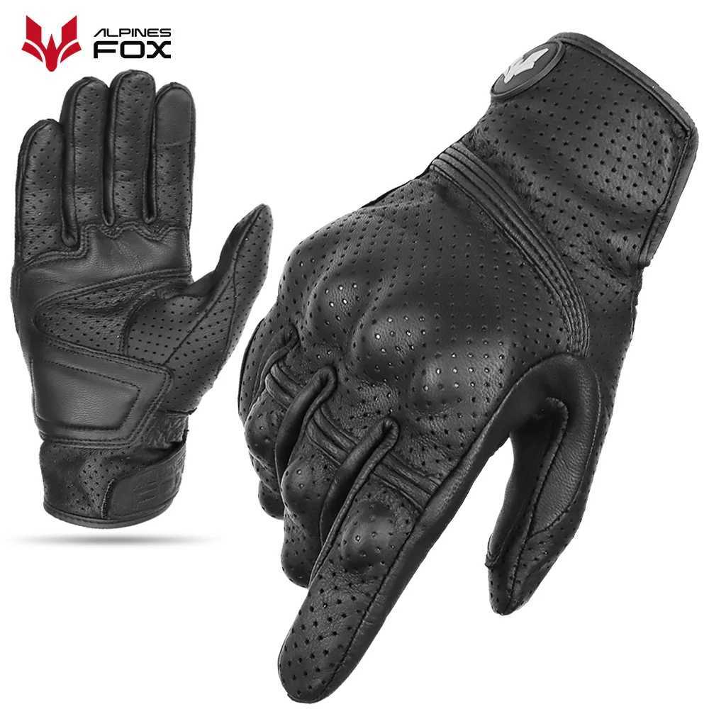 Retro Motorcycle Leather Gloves Men Summer Perforated Vintage Leather Motorbike Motorcross Cycling Guantes Moto Biker Glove Z251018