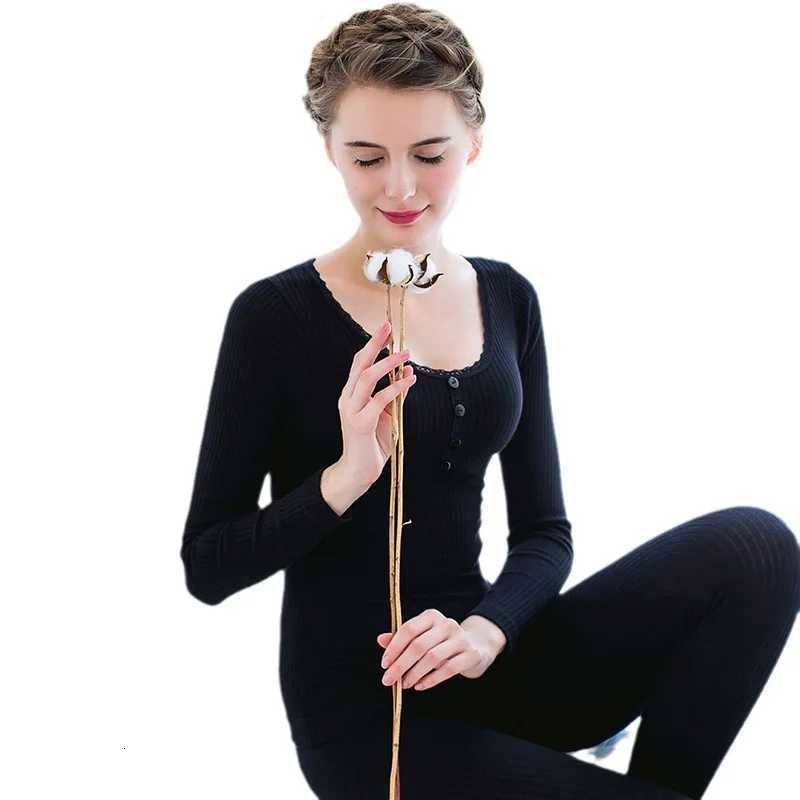 Autumn and Winter New Womens Seamless Thermal Underwear Set Tight Bottoming Shirt Lace Thin Fall Clothing Fall Pants T251018