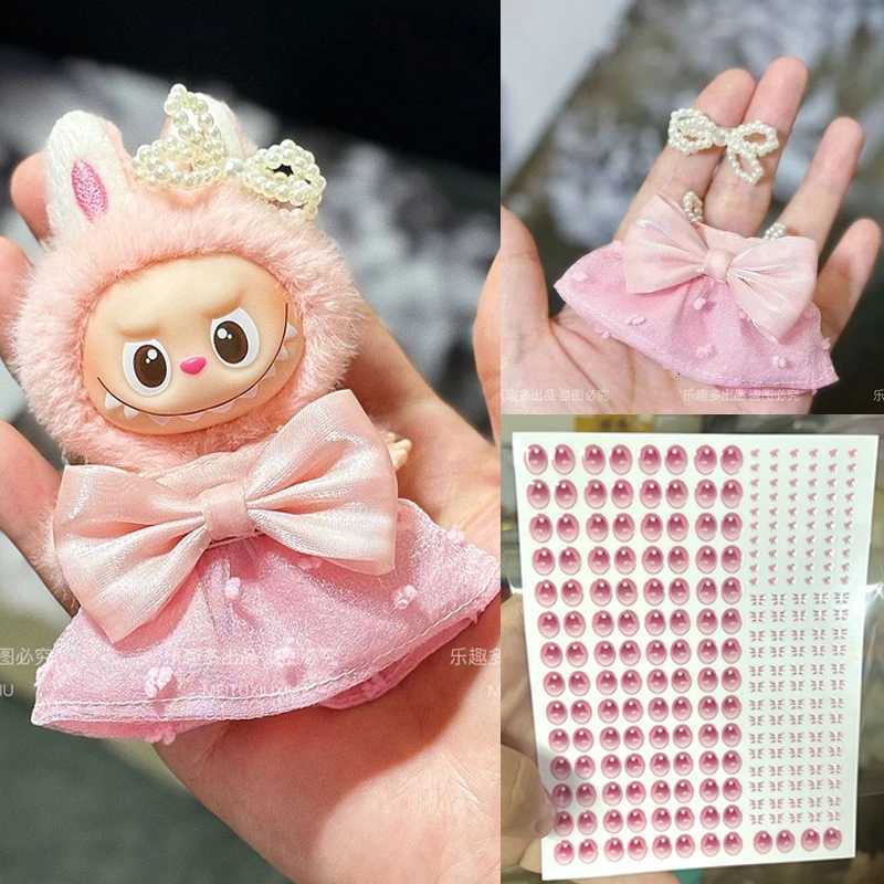 For Mini Labubu 40 Pin For Love Series Doll Pink Dress Pearl Hairpin Same Mokoko Summer Collection Labubu 40 Eye StickersT251018