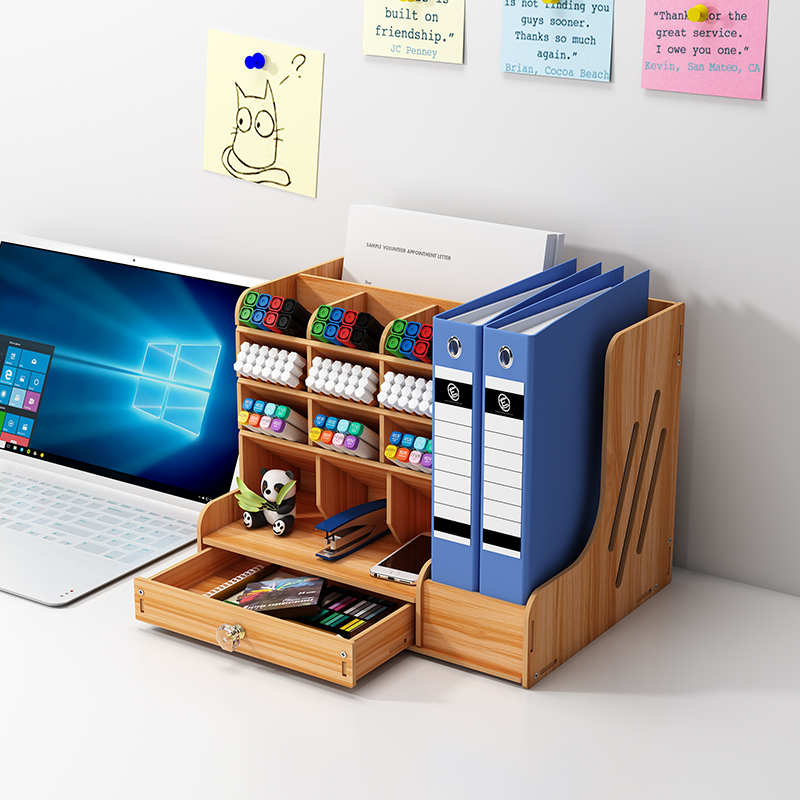 Stackable Multi-Level Desk Organization System with Drawers for Office & Study Space