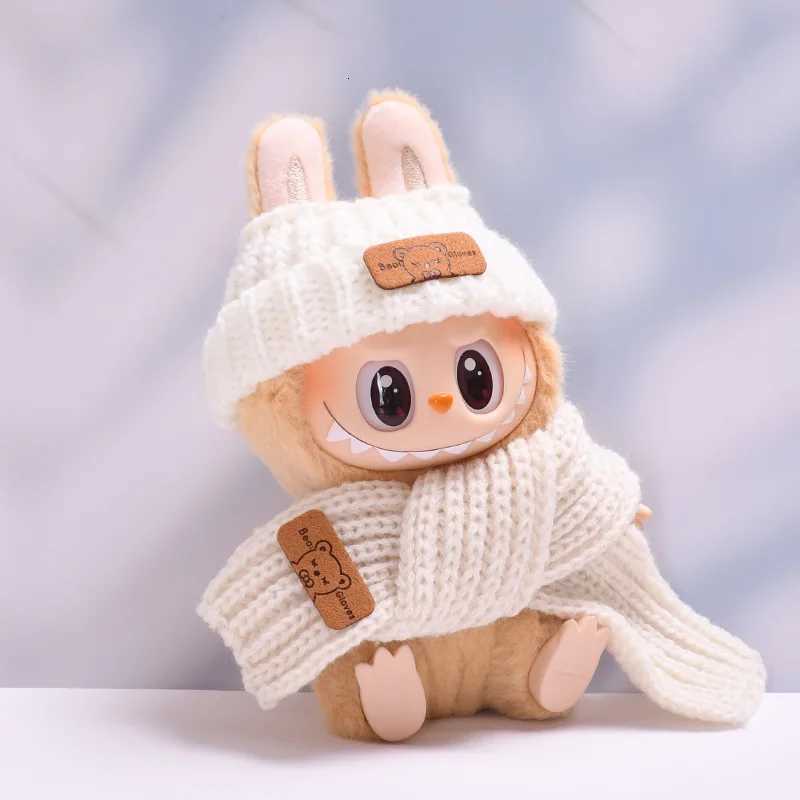 LABUBU 17cm Knitted hats and scarves made of yarn Outfit Accessories For Korea Kpop Exo Labubu Idol V1 V2 cartoon bear hat buttoT251018