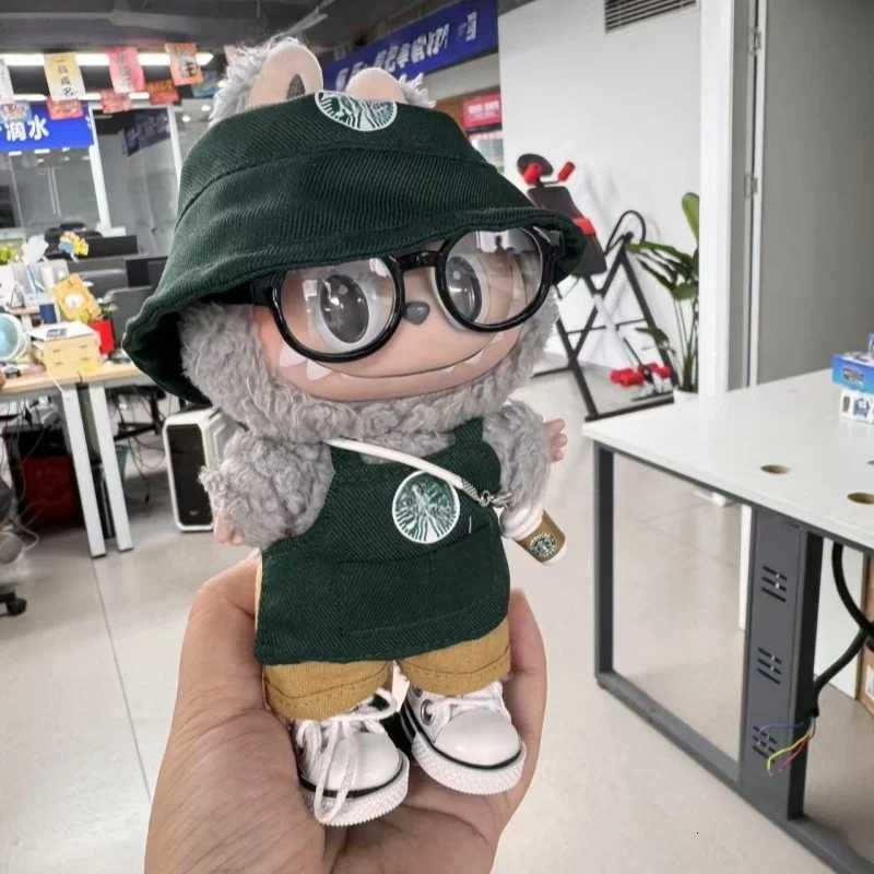 Suitable 17cm Labubu V1V2V3 Clothing Fashion Coffee Workwear Set Series Labubu Doll Clothes Coffee Cup Shoes Accessory SuitT251018