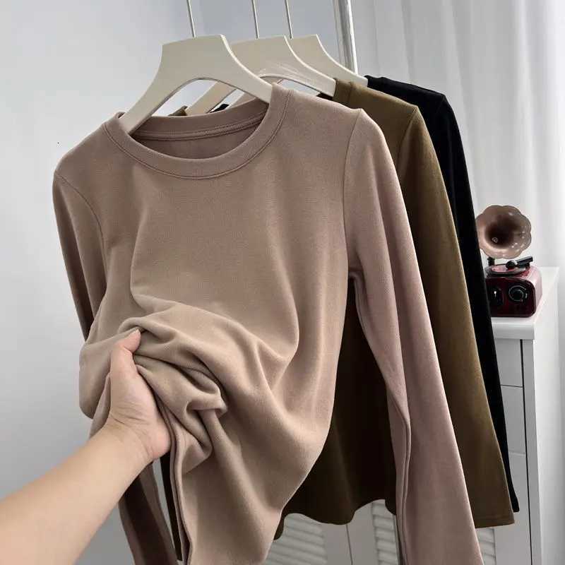 Thick Fleece Thermal Underwear for Women Winter Warm T Shirt Thermo Lingerie Korean Elastic Soft Long Sleeve Undershirt Pullover T251018