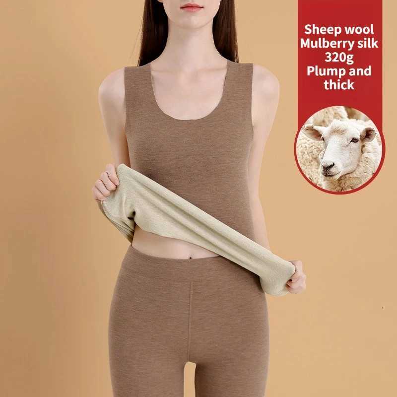Autumn Winter Wool Silk Warm Vest Heating Thick Seamless Women Underwear Tshirt Sleeveless Tops Solid Thermal Casual Nightwear T251018