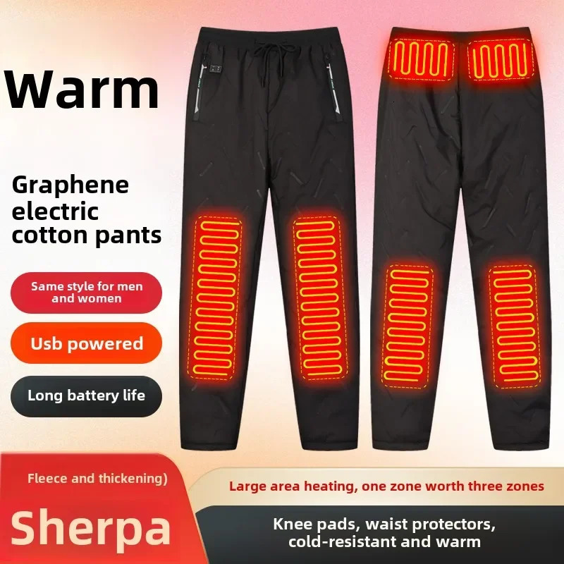24 Areas Heating Pants Mens Casual Fleece Sports Usb Heated Warm Clothing Winter Down Cotton Padded Outdoor Snow 251008