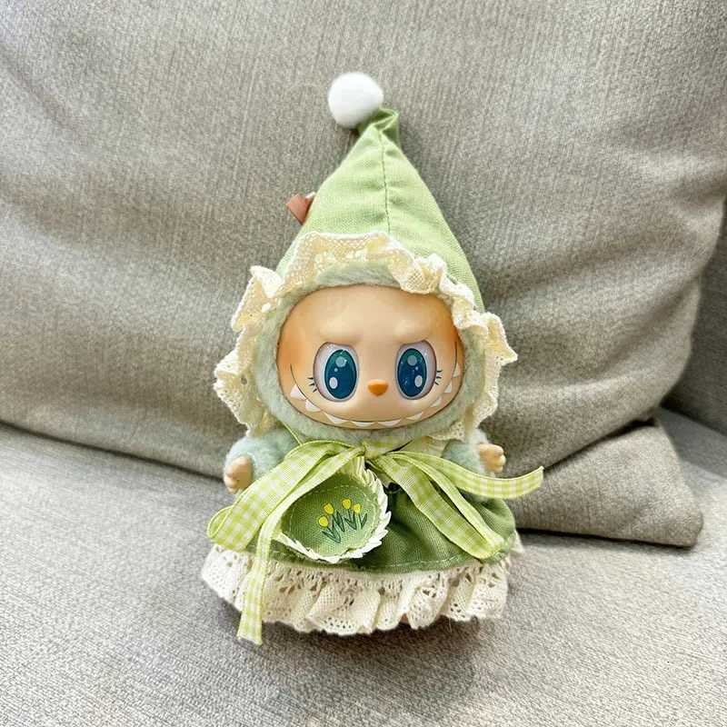 17CM Labubu Doll Clothes Green Pink Elf Pendant Kawaii Skirt Outfit with Accessories Cute Cosplay Gift for Dolls CollectionT251018