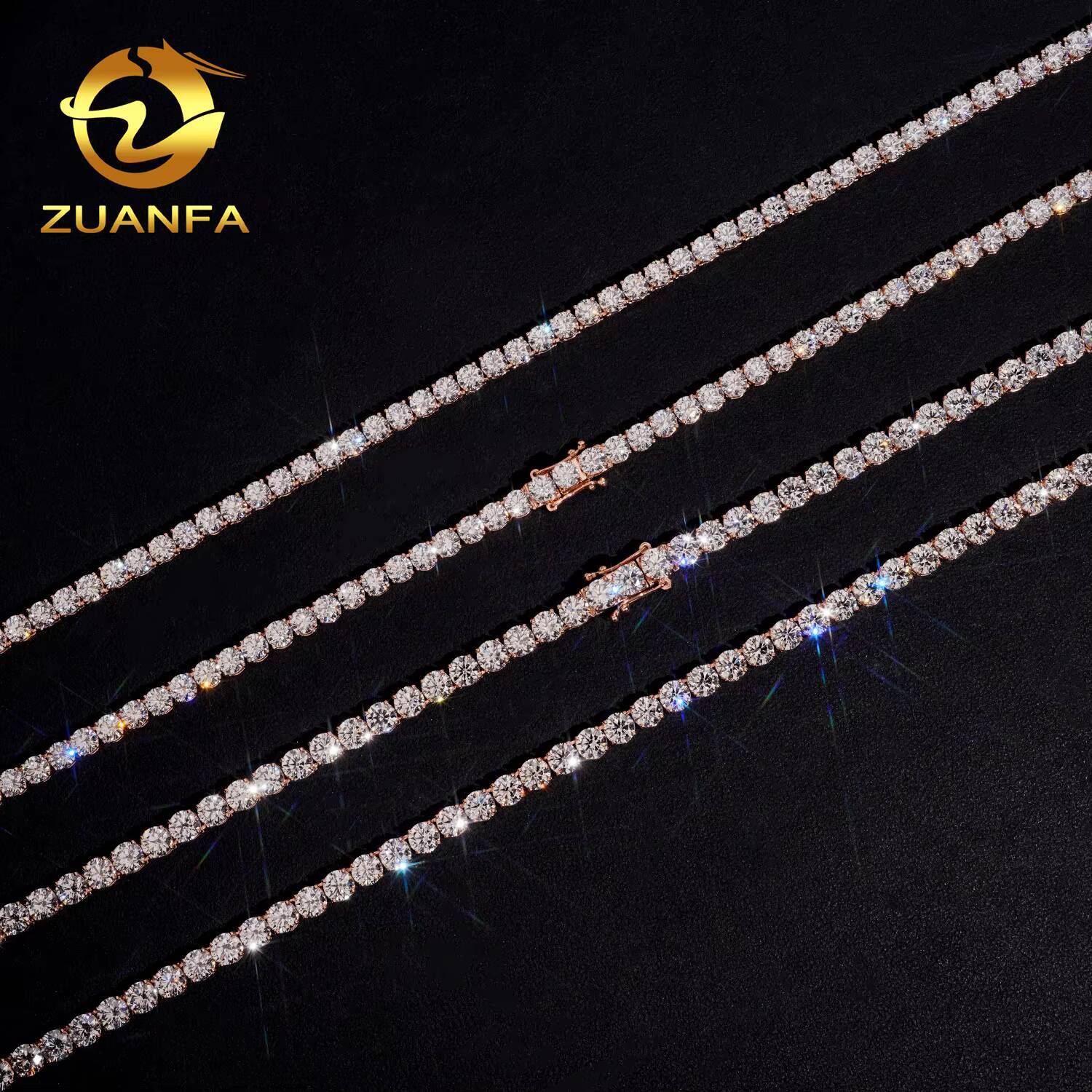 Luxury Hip Hop Jewelry 10k Gold Lab Grown Diamond Tennis Chain 2mm 3mm 4mm 5mm Round Brilliant Cut Diamond Tennis Necklace