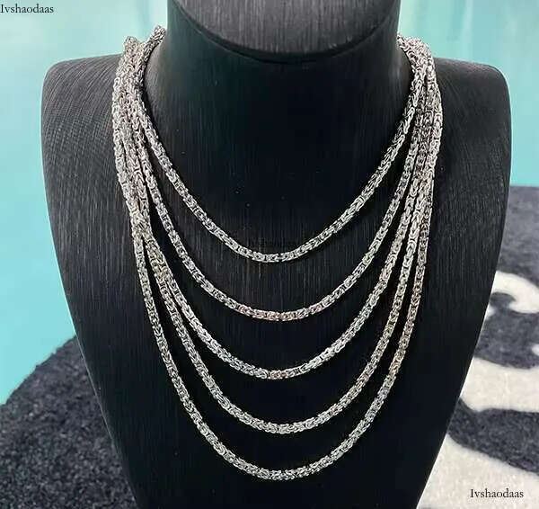 Fashion Punk Sier 2.5mm Hip Hop Bike Link King Emperor Byzantine Chain Necklaces Men