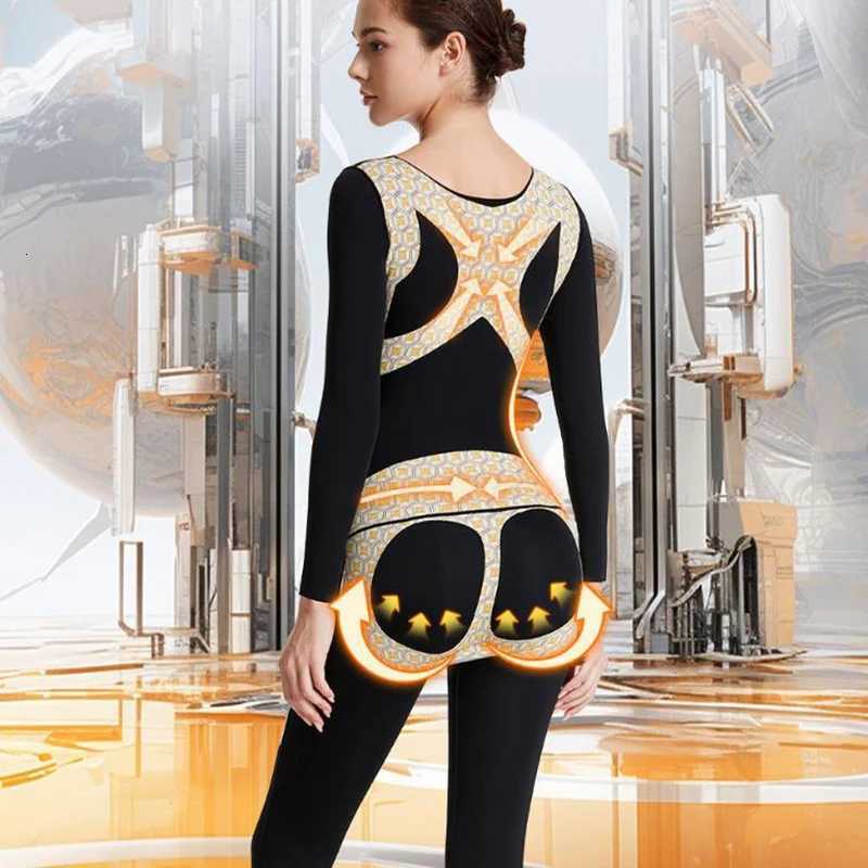 PRAYGER Autumn Winter Warm Body Thermal Clothes Women Invisible Long Johns Set One Piece Comfortable Slim Underwear Open Butt T251018